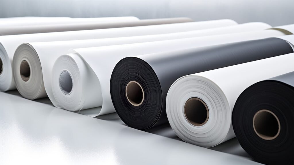 rolls of TPO roofing material