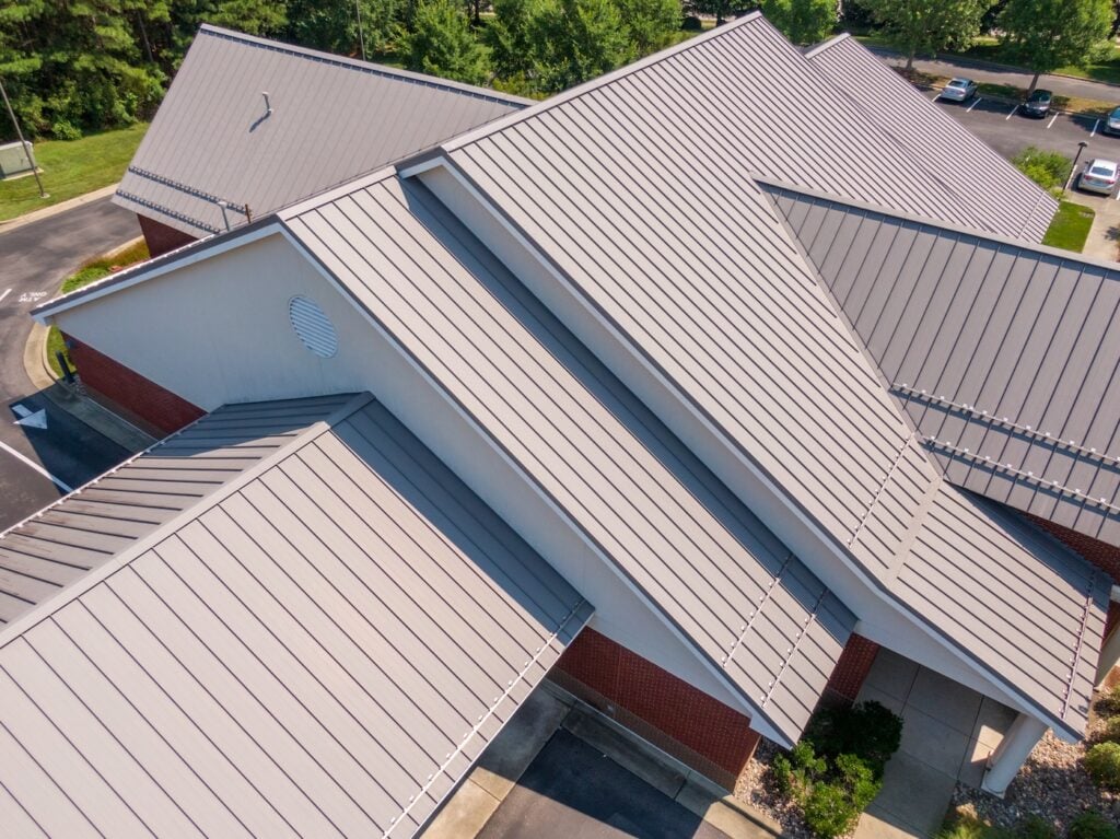 aerial view of metal roof commercial