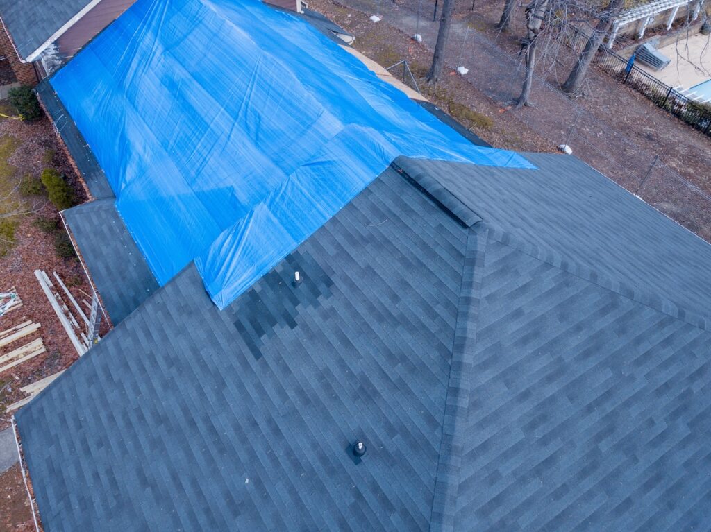 water leak roof tarp