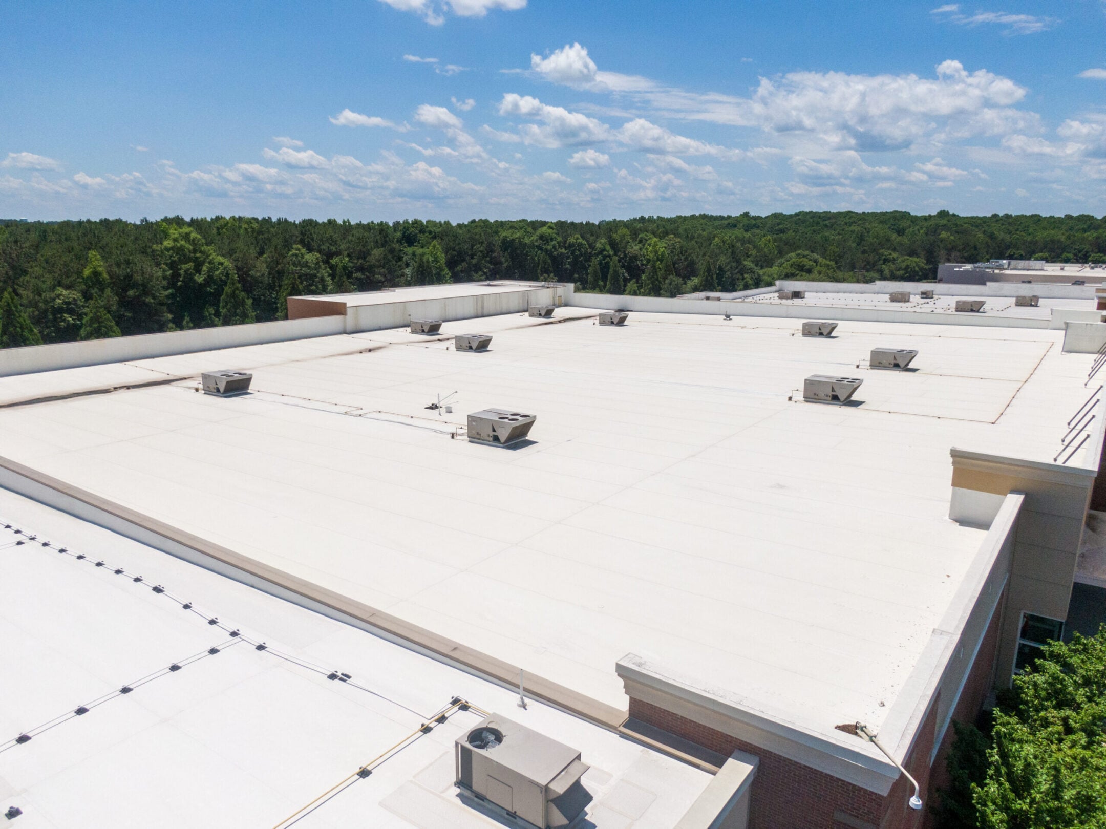 Drone Images of Commercial Roofs Featuring TPO