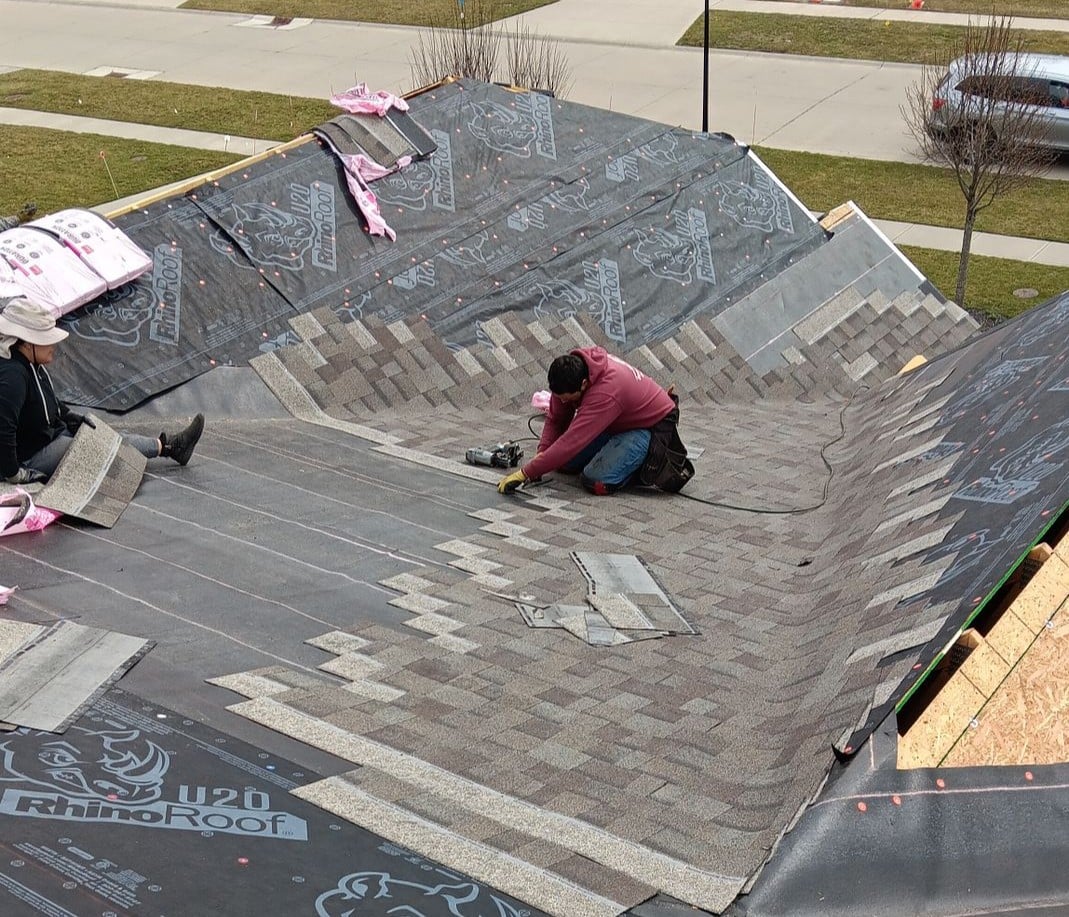 Buckeye State Roofing team working on a roof