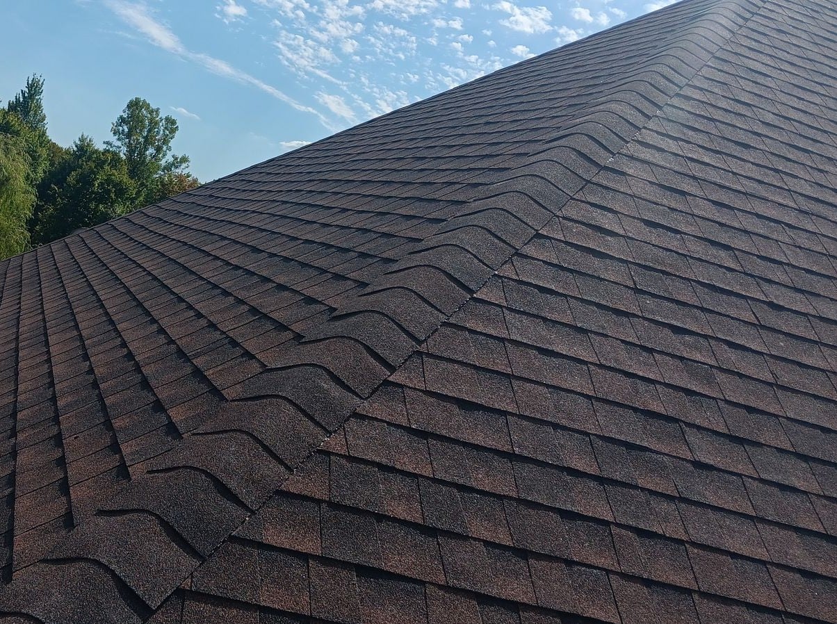 close-up of a shingle roof
